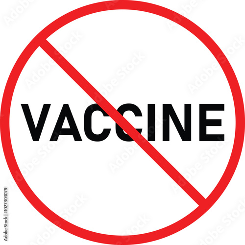 No Vaccine Sign, Symbol. Editable Stroke. Vector illustration