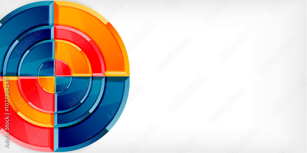 Obraz premium Abstract background - circles and round triangles with 3d effect. Vector Illustration For Wallpaper, Banner, Background, Card, Book Illustration, landing page