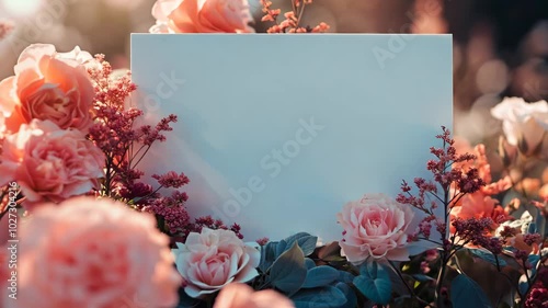 Romantic Wedding Invitation Mockup with Copy Space White Blank Card - Elegant and Valentine's Day Love Concept