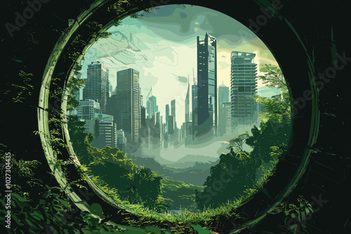 Green city of the future. City of the future. Harmony of city and nature.