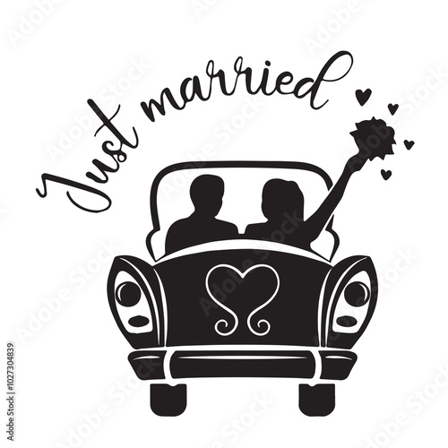 just married logo lettering calligraphy,inspirational quotes,illustration typography,vector design