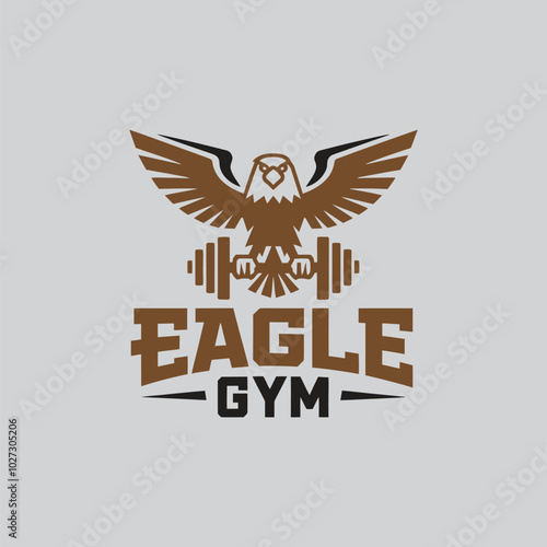 Eagle Bird gym and fitness logo with vector template design