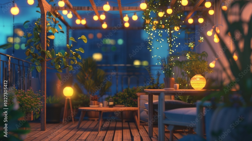 a cozy terrace in the garden at night a cozy terrace in the garden at night