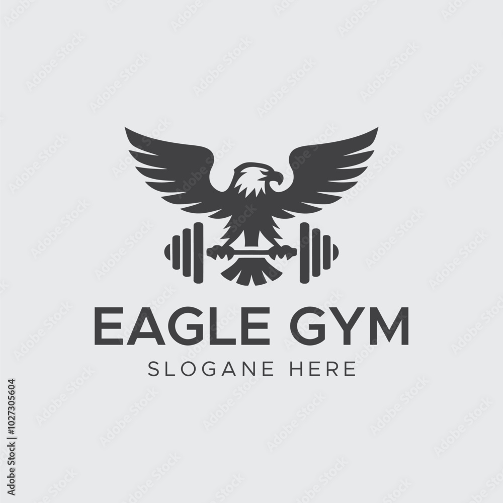 Fototapeta premium Eagle Bird gym and fitness logo with vector template design