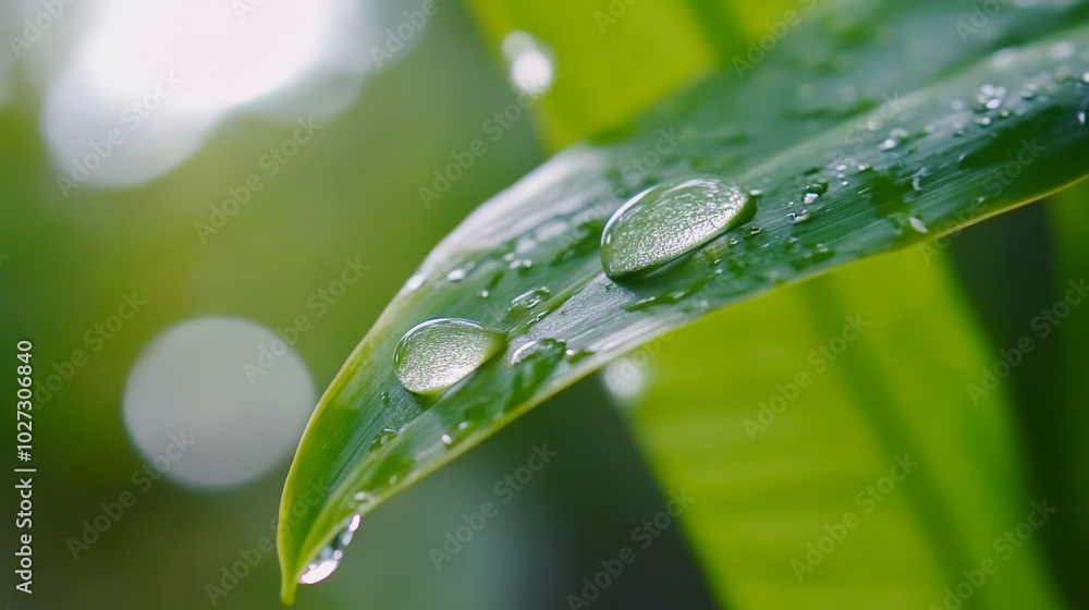Refreshing Droplets on Vibrant Green Leaves Refreshing Droplets on Vibrant Green Leaves