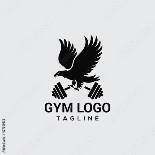 Eagle Bird gym and fitness logo with vector template design