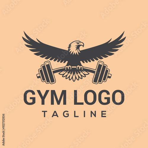 eagle gym and fitness logo concept with vector template design