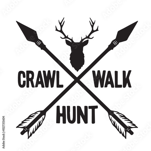 Foto crawl walk hun logo lettering calligraphy,inspirational quotes,illustration typo