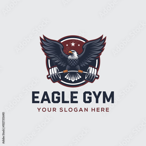eagle gym and fitness logo concept with vector template design