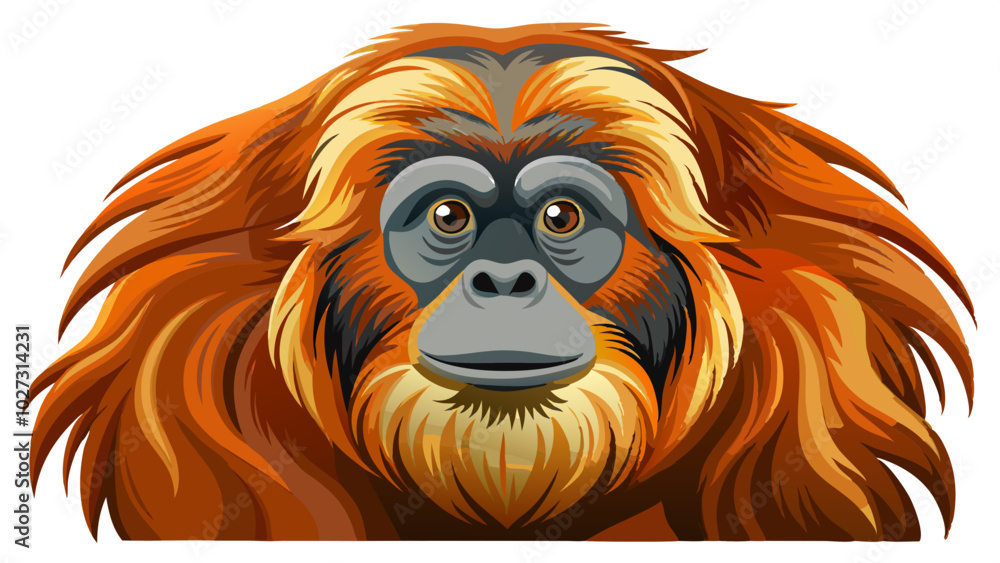 Sumatran orangutan vector art isolated on white, illustration of cartoon orangutan Sumatran orangutan vector art isolated on white, illustration of cartoon orangutan