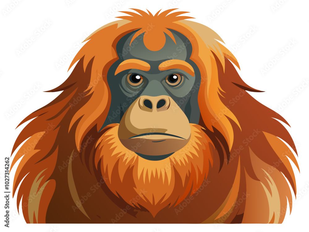 Obraz premium illustration of cartoon orangutan, Sumatran orangutan vector art isolated on white