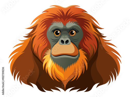 illustration of orangutan, Sumatran orangutan vector art isolated on white