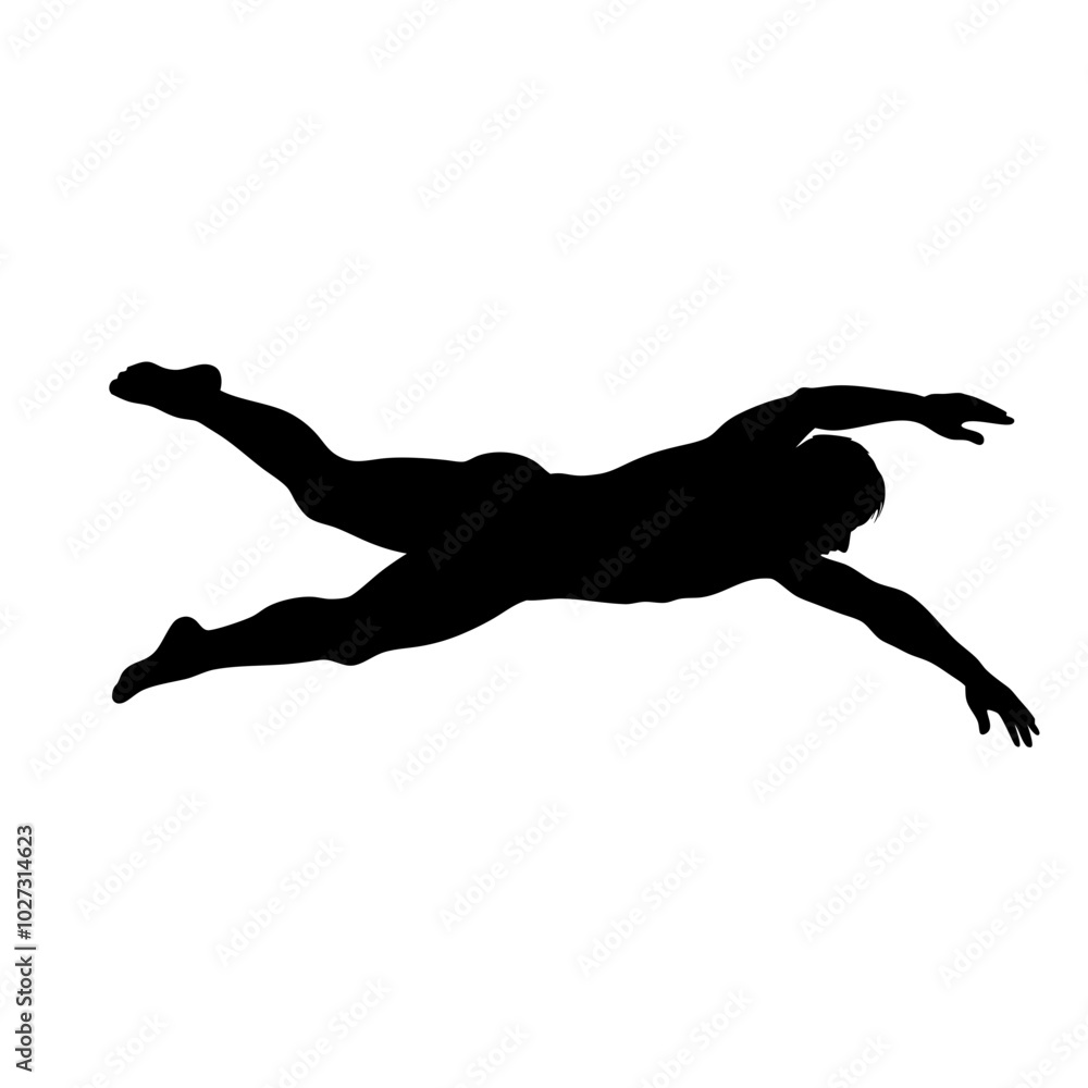 Swimmer Diving Silhouette Minimalist Illustration Swimmer Diving Silhouette Minimalist Illustration