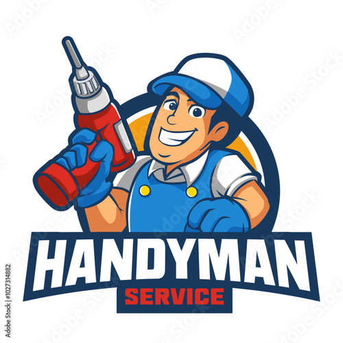 Handyman Services Emblem mascot logo illustration