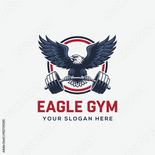 eagle gym and fitness logo concept with vector template design
