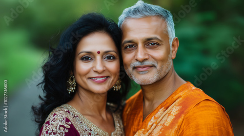 Portrait of a happy Middle-aged Indian couple