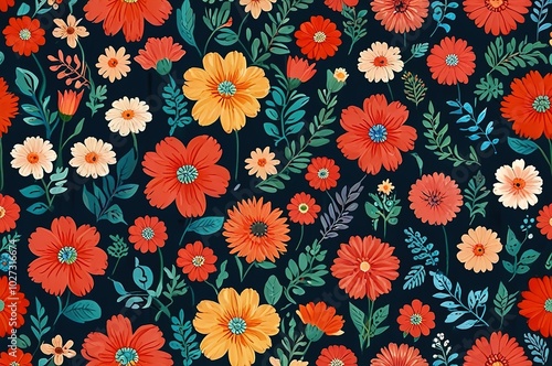 Wallpaper Mural seamless floral pattern Torontodigital.ca