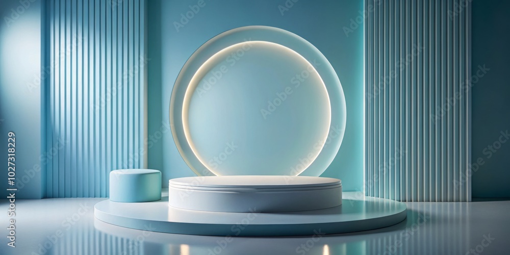 Chic 3D fashion display featuring an elegant podium against a soft pastel backdrop, perfect for showcasing products with a sophisticated touch. Ideal for stylish presentations. Chic 3D fashion display featuring an elegant podium against a soft pastel backdrop, perfect for showcasing products with a sophisticated touch. Ideal for stylish presentations.