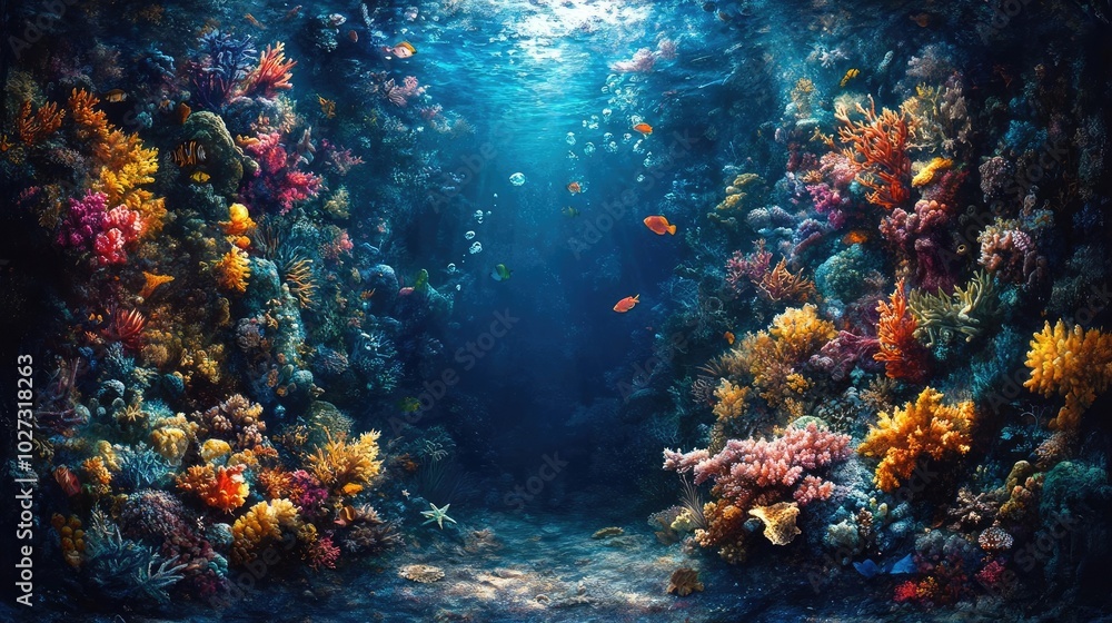 Obraz premium High-angle view of a vibrant underwater world