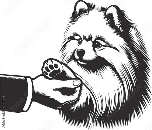 Cute pomeranian dog sketch hand drawn in Vector illustration