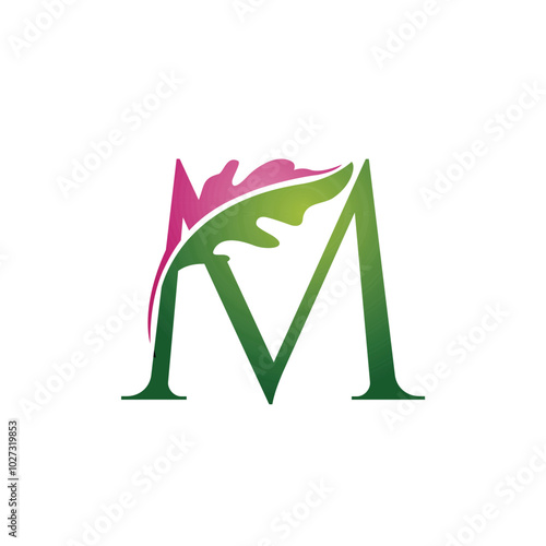 Vector Single Letter M Nature Logo