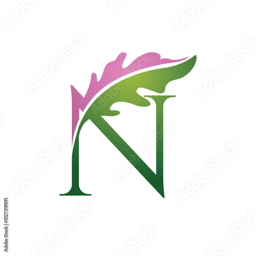 Vector Single Letter N Nature Logo