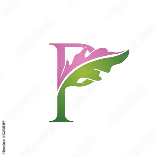 Vector Single Letter P Nature Logo