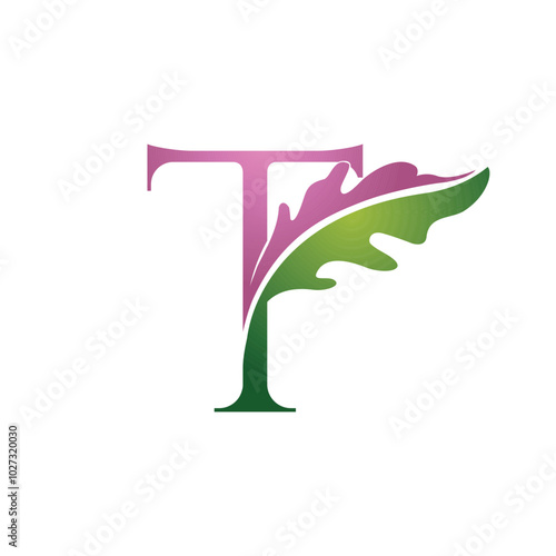 Vector Single Letter T Nature Logo