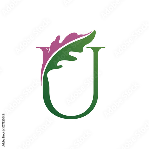 Vector Single Letter U Nature Logo
