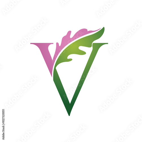 Vector Single Letter V Nature Logo