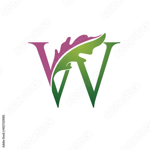 Vector Single Letter W Nature Logo