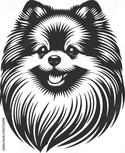 Portrait of a Pomeranian Dog Vector isolated on white background Dog Silhouettes.