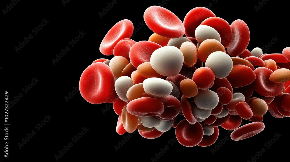 Red Blood Cells and White Blood Cells Microscopic View. Red Blood Cells and White Blood Cells Microscopic View.