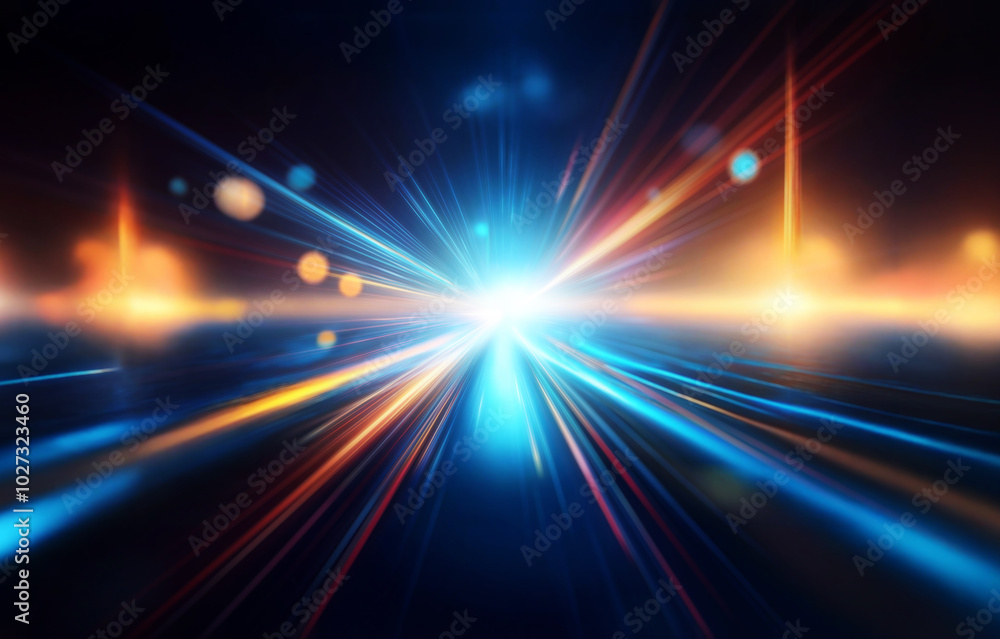 Abstract glowing light streaks radiating from a central point on a black background. Abstract glowing light streaks radiating from a central point on a black background.