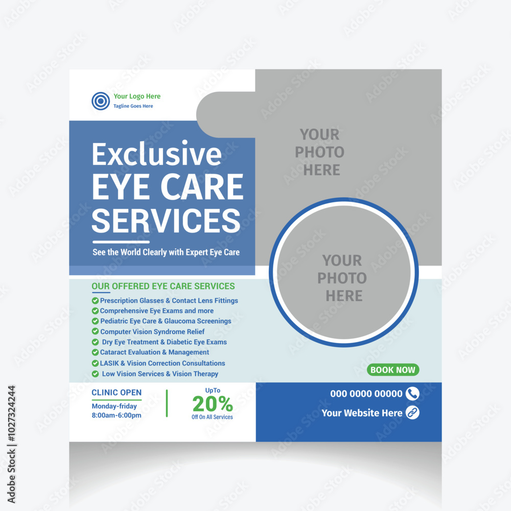 Obraz premium Professional Optometrist Eye Care social media post design 