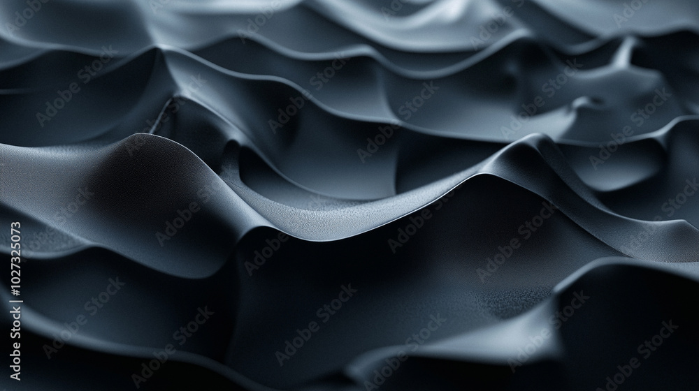 Obraz premium An AI-generated abstract image of dark, flowing textures, evoking the smooth elegance of fabric or waves. 