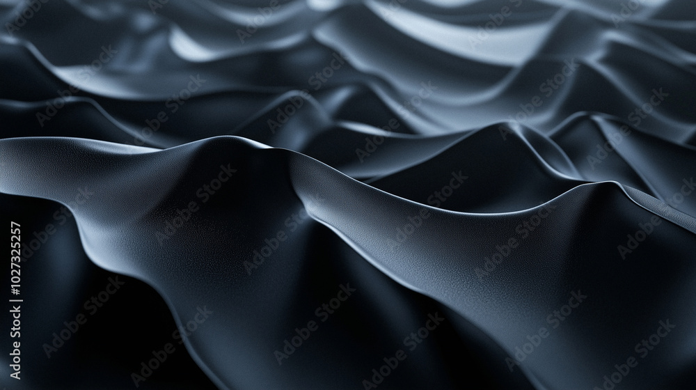 Obraz premium An AI-generated abstract image of dark, flowing textures, evoking the smooth elegance of fabric or waves. 