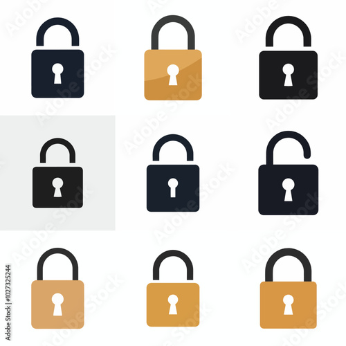 collection of lock icons symbol illustration