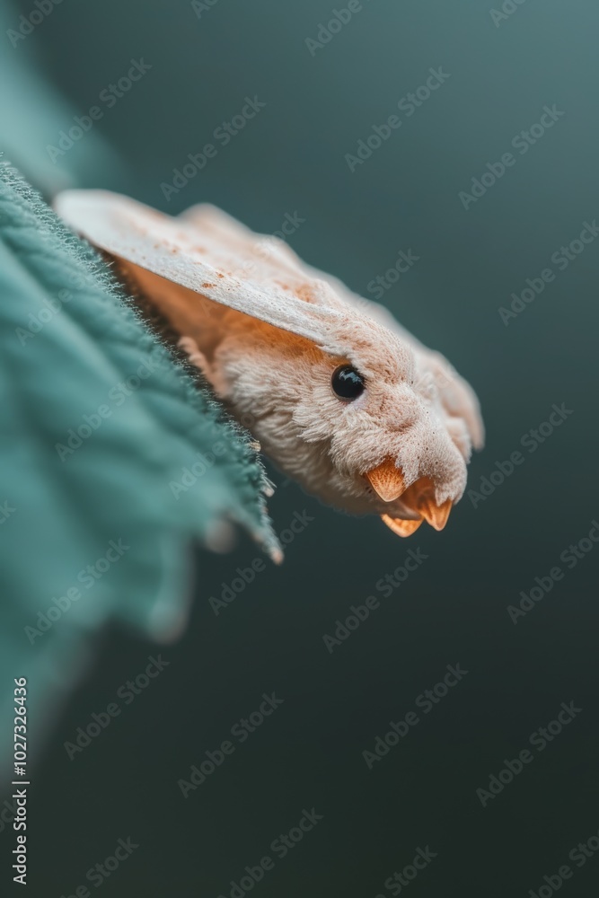 Fluffy Moth Perched on Green Leaf Fluffy Moth Perched on Green Leaf