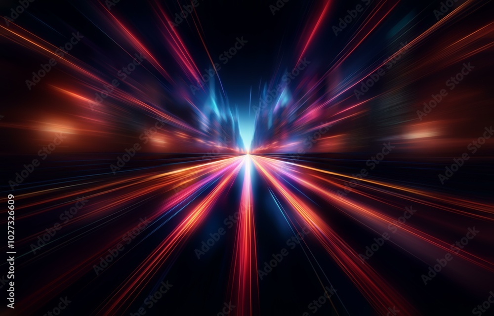 Abstract background with dynamic colorful streaks of light converging in the center. Abstract background with dynamic colorful streaks of light converging in the center.