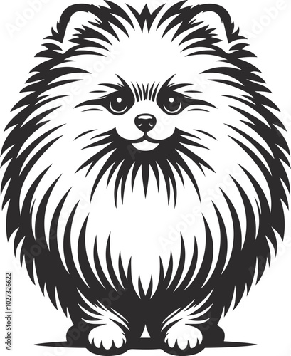 Portrait of a Pomeranian Dog Vector isolated on white background Dog Silhouettes.