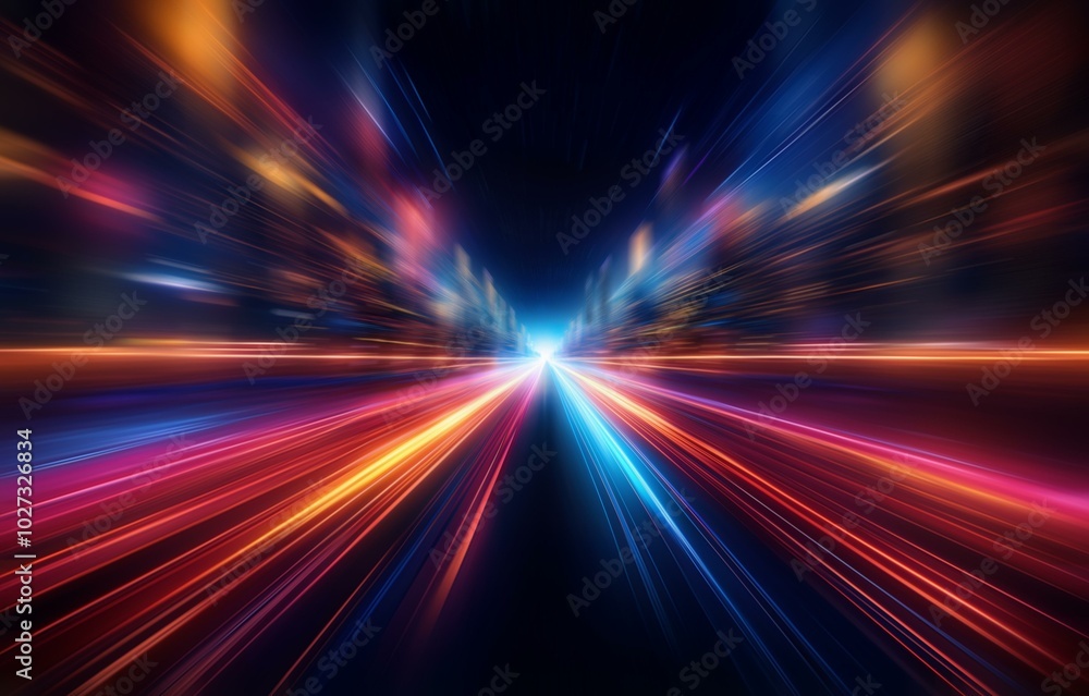 Abstract lines of light in a dark background create a sense of movement and speed. Abstract lines of light in a dark background create a sense of movement and speed.