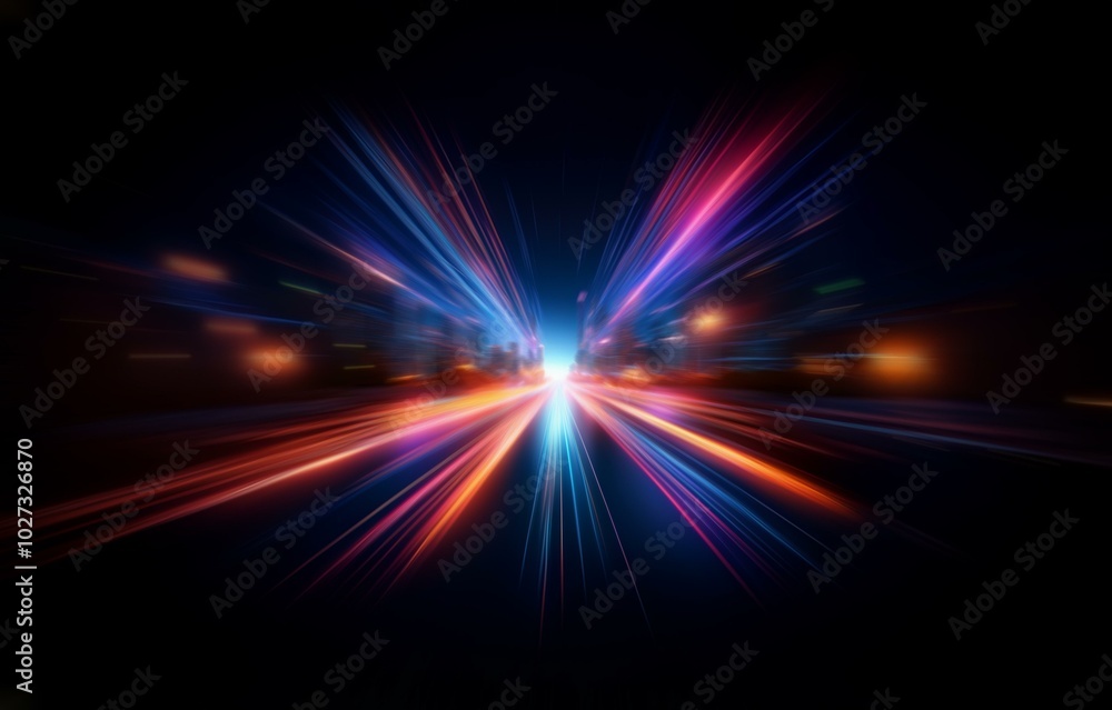 Abstract blur of colorful lights radiating out from the center. Abstract blur of colorful lights radiating out from the center.
