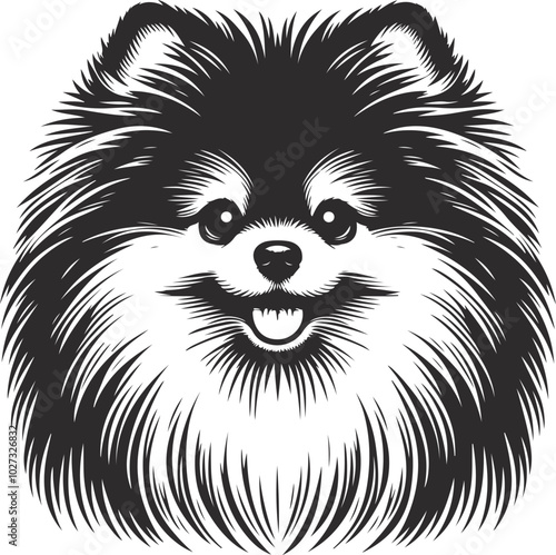 Portrait of a Pomeranian Dog Vector isolated on white background Dog Silhouettes.