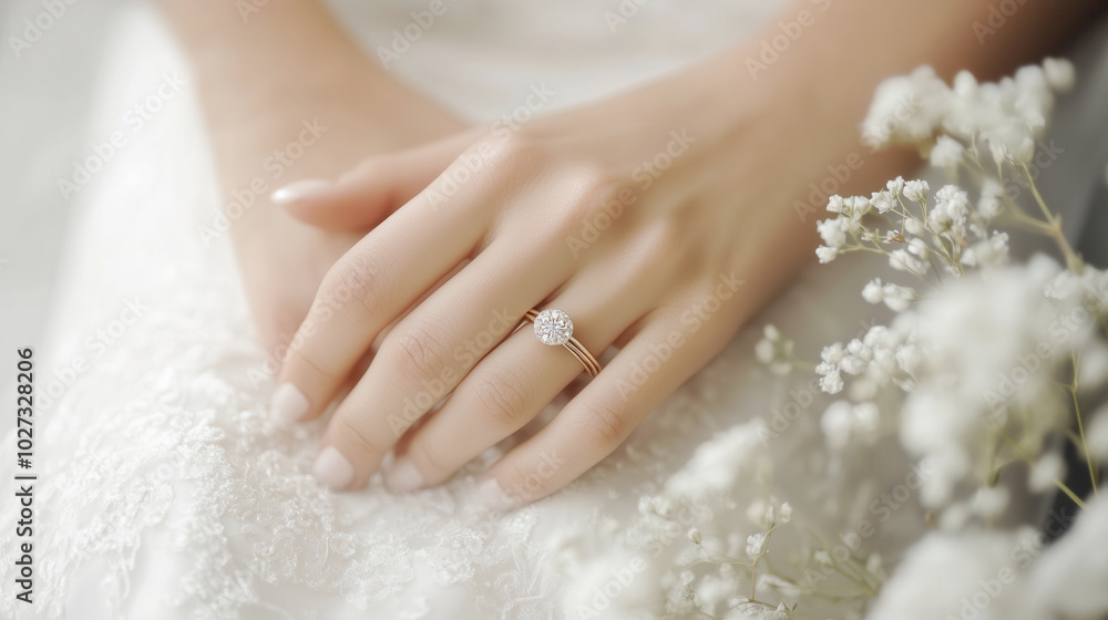 Beautiful wedding diamond ring with copy space Beautiful wedding diamond ring with copy space