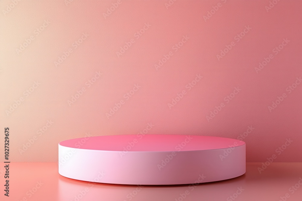 Modern cylindrical pedestal against a soft pink backdrop, perfect for product display or creative presentations. Modern cylindrical pedestal against a soft pink backdrop, perfect for product display or creative presentations.