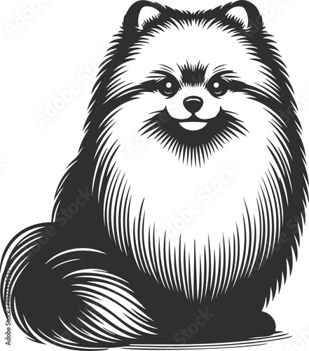 Portrait of a Pomeranian Dog Vector isolated on white background Dog Silhouettes.