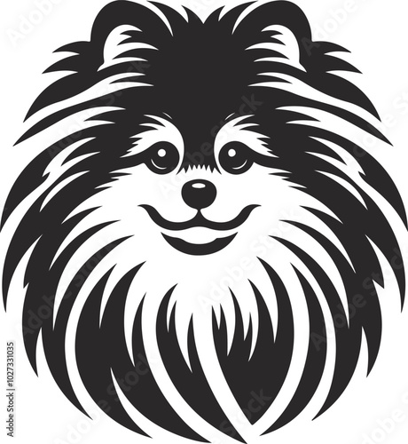 Portrait of a Pomeranian Dog Vector isolated on white background Dog Silhouettes.