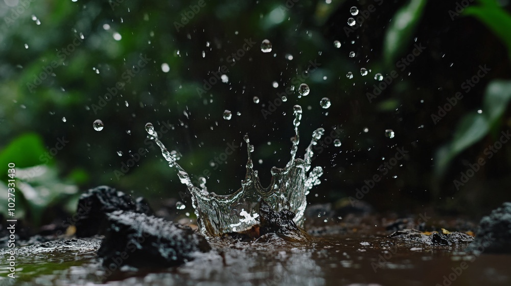 The Splashing Raindrops: Nature's Rhythmic Dance