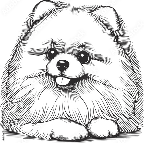 Cute pomeranian dog sketch hand drawn in Vector illustration.